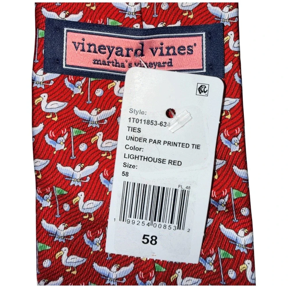 Vineyard Vines Under Par Golf Red Silk Tie